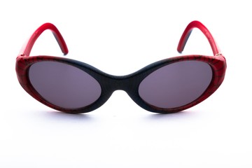 Shady Sunglasses With Blue And Red Rims With Spider's Web