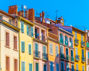 View of a narrow street in the center of Frejus, France