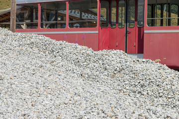 Rubble facing a train