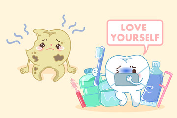 tooth with love yourself concept
