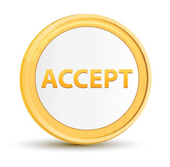 Accept gold round button
