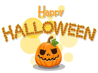 Happy Halloween. The pumpkin lined up is a halloween alphabet isolated on white background. Vector illustration.