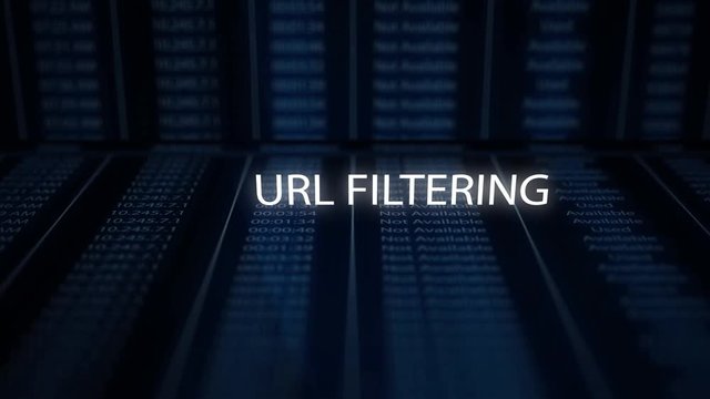Digital cinematic text information technology concept - URL filtering