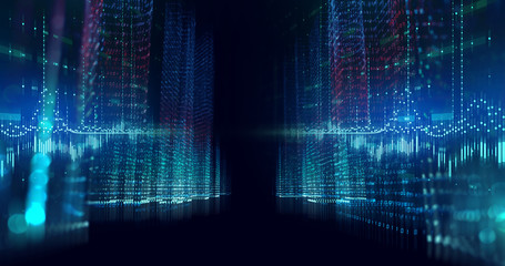 digital city scape with digit number elements illustration