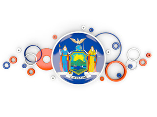 Fototapeta premium Round flag of new york with circles pattern. United states local flags