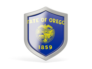 Shield icon with flag of oregon. United states local flags