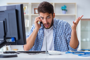 Frustrated young man due to weak internet reception
