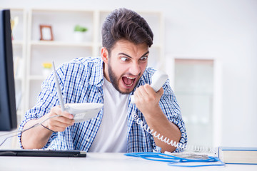 Frustrated young man due to weak internet reception