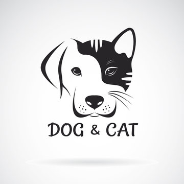 Vector of dog and cat face design on a white background. Pet. Animal.