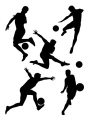 Soccer player silhouette 03. Good use for symbol, logo, web icon, mascot, sign, or any design you want.