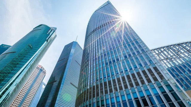 Time lapse of Skyscraper in Shanghai city