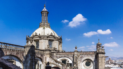 Fototapeta na wymiar Dome of Mexico City Metropolitan Cathedral in Downtown Mexico City, Mexico