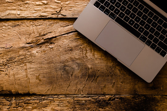 Rustic table with computer