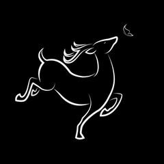 Vector of Deer and butterfly on white background. Wild Animals. Easy editable layered vector illustration.