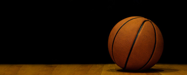 Basketball on the court after a game