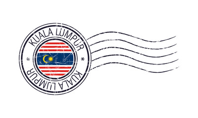 Naklejka premium Kuala Lumpur city grunge postal stamp