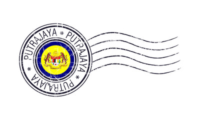 Fototapeta premium Putrajaya city grunge postal stamp