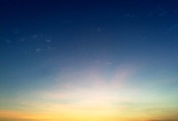Blue sky and light of sun in evening, twilight beautiful scene.