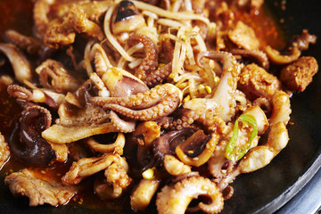 Korean spicy stir fried octopus 