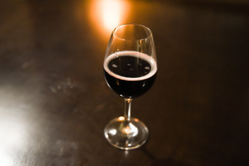 Wine glass with wine bottle