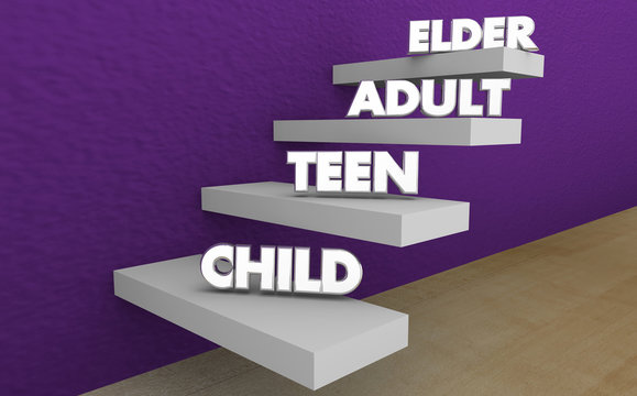 Life Ages Child Teen Adult Elder Steps Stages 3d Illustration © iQoncept