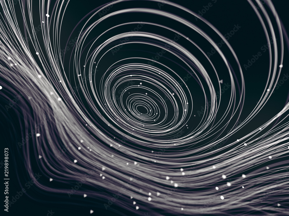 Poster Magic wavy rings with on a dark background. 3d rendering