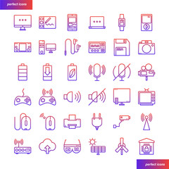 Device and Technology gradient icons set 