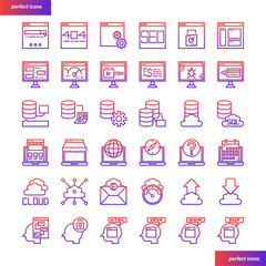 Browser and Interface gradient icons set