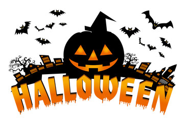 Happy Halloween ハロウィン用イラスト ハロウィンロゴ カボチャ Illustration For Halloween Wall Mural Globeds Happy Halloween ハロウィン用イラスト ハロウィンロゴ カボチャ Illustration For Halloween Wall Mural Globeds