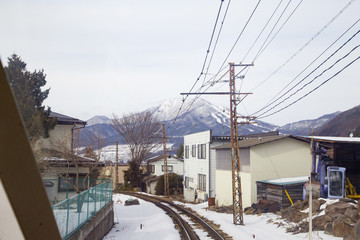 Fototapeta na wymiar 長野電鉄長野線から見た風景