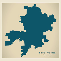 Modern City Map - Fort Wayne Indiana city of the USA