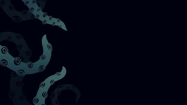 Halloween background template, kraken monster tentacles concept design illustration on black background seamless looping animation 4K, with copy space
