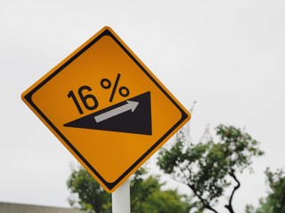 traffic signs 16% steep slope