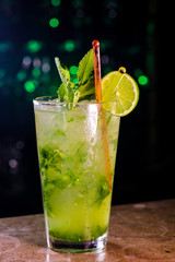 Margaritas Cocktail, mojito with lemon