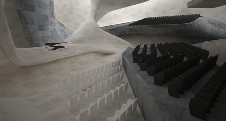 Fototapeta premium Conceptual abstract design of the interior of the concert hall and grand piano in a modern style. 3D illustration and rendering.