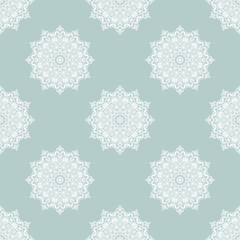 Classic seamless pattern. Traditional orient light blue and white ornament. Classic vintage background