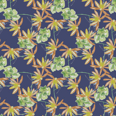 Watercolor flowers, seamless pattern, hand painted