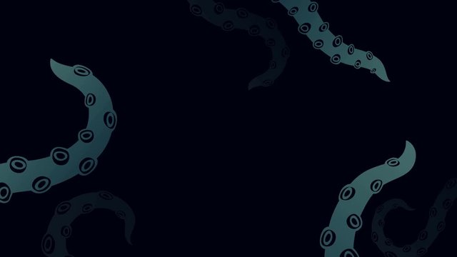 Halloween background template, kraken monster tentacles concept design illustration on black background seamless looping animation 4K, with copy space