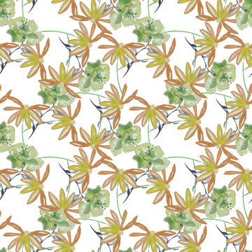 Watercolor flowers, seamless pattern, hand painted