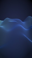 Abstract landscape on a blue background. Cyberspace grid. Hi-tech network. 3d technology illustration. Vertical image orientation. 3D illustration