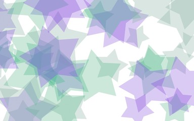 Multicolored translucent stars on a white background. Green tones. 3D illustration