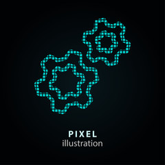 Settings - pixel icon. Vector Illustration on black background. It is easy to change to any color.