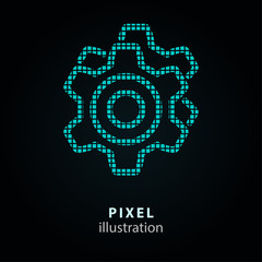 Settings - pixel icon. Vector Illustration on black background. It is easy to change to any color.