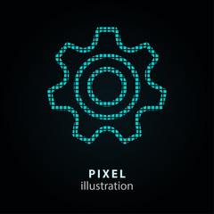 Settings - pixel icon. Vector Illustration on black background. It is easy to change to any color.