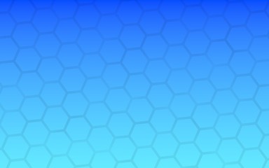 Translucent honeycomb on a gradient blue sky background. Perspective view on polygon look like honeycomb. Isometric geometry. 3D illustration