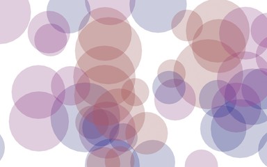 Multicolored translucent circles on a white background. Pink tones. 3D illustration