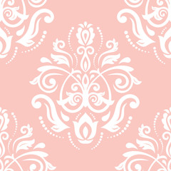 Orient classic pattern. Seamless abstract background with repeating elements. Orient white and pink background