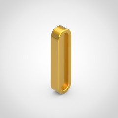 Golden letter L lowercase isolated on white background.