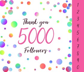 Thank you Followers banner with set of numbers. Vector illustration.