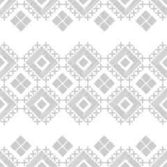 Ethnic boho seamless pattern. Embroidery. Traditional ornament. Geometric background. Tribal pattern. Folk motif. Textile rapport.